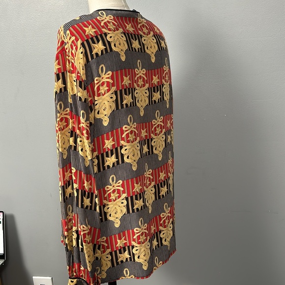 Vintage Fiji Silk Gold Red Navy Long Sleeve Button Down Shirt size XL mandarin - Picture 15 of 16